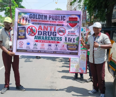 Students and staff participating in the Anti-Drug Awareness Program